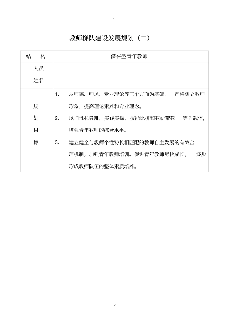 教师梯队建设发展规划表_第2页