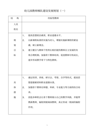 教师梯队建设发展规划表