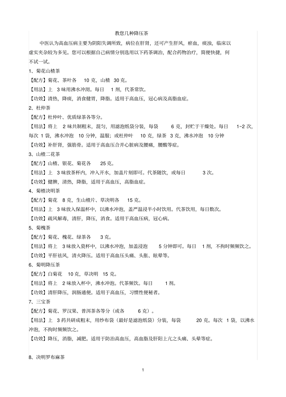 教您几种降压茶_第1页