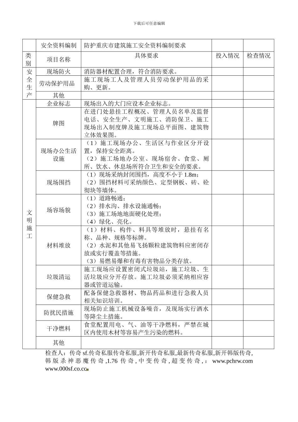 安全文明施工措施费用检查表._第2页