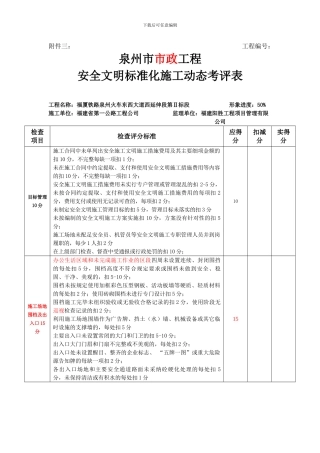安全文明标准化施工动态考评表.