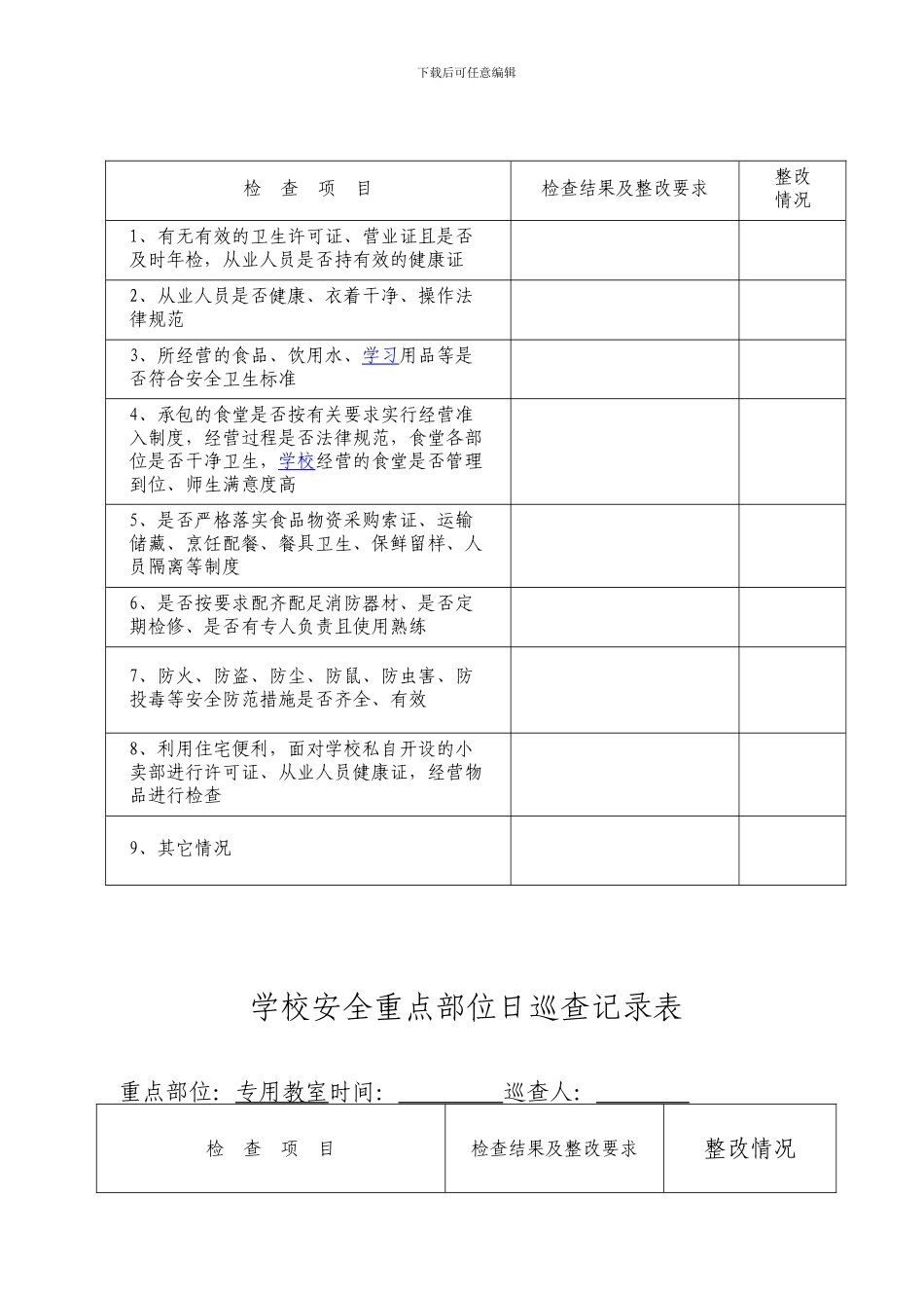 安全日巡、周检记录表_第3页