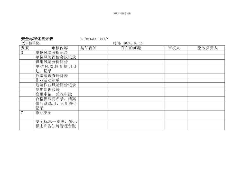 安全标准化自评表._第1页