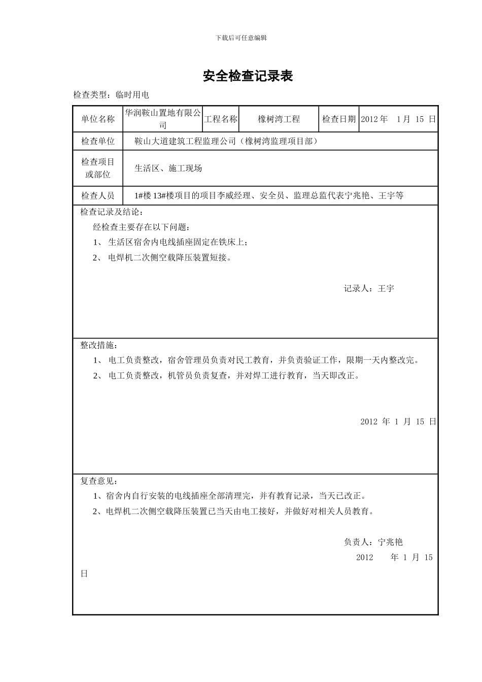安全检查表模版._第2页