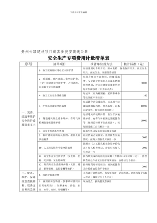 安全生产专项费用计量表(项目部报审)