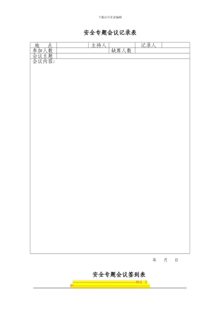 安全生产专题会议记录表