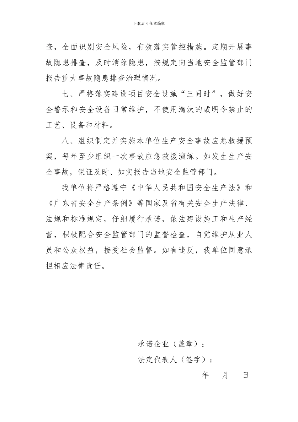 安全生产主体责任承诺书_第2页