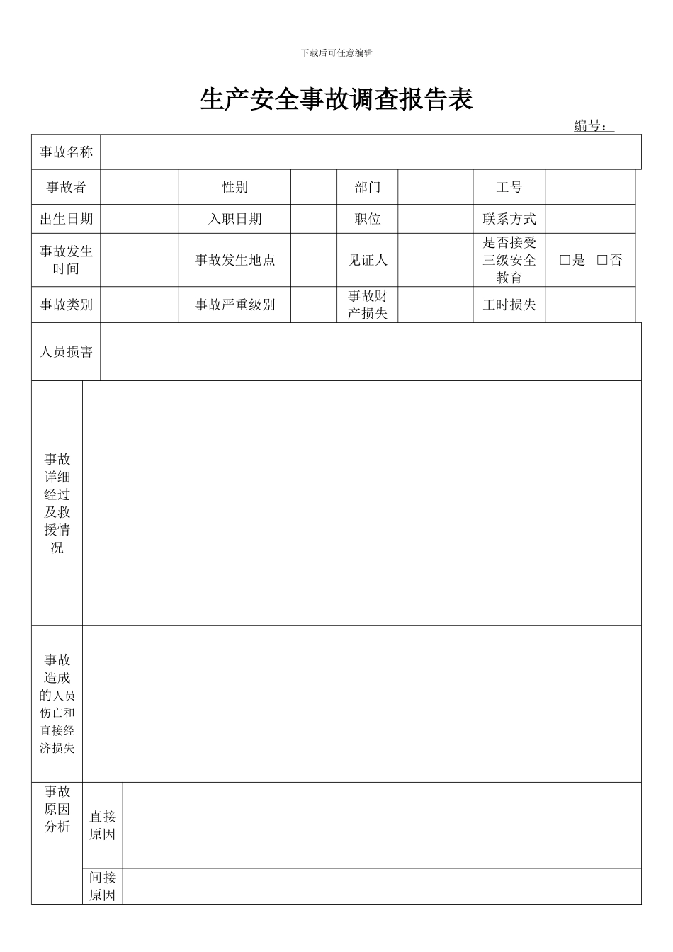 安全生产事故调查报告表-示例_第1页