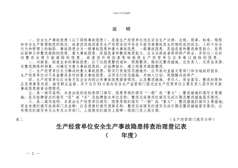 安全生产事故隐患排查(检查)治理台账_第2页