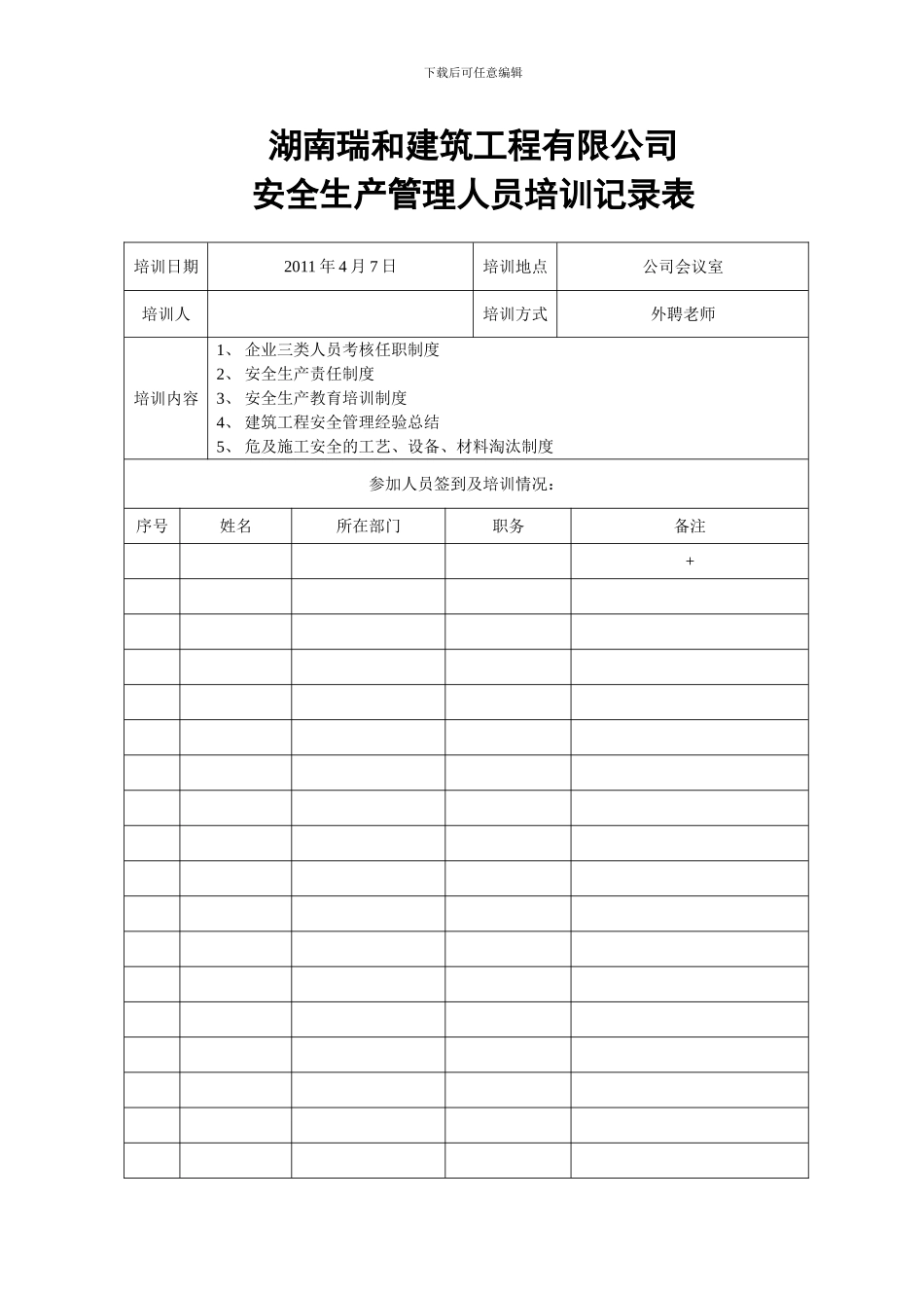 安全生产培训记录表._第3页
