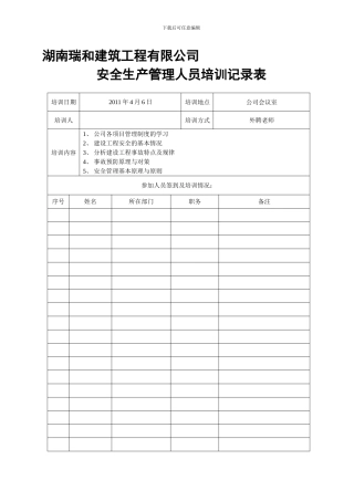 安全生产培训记录表.
