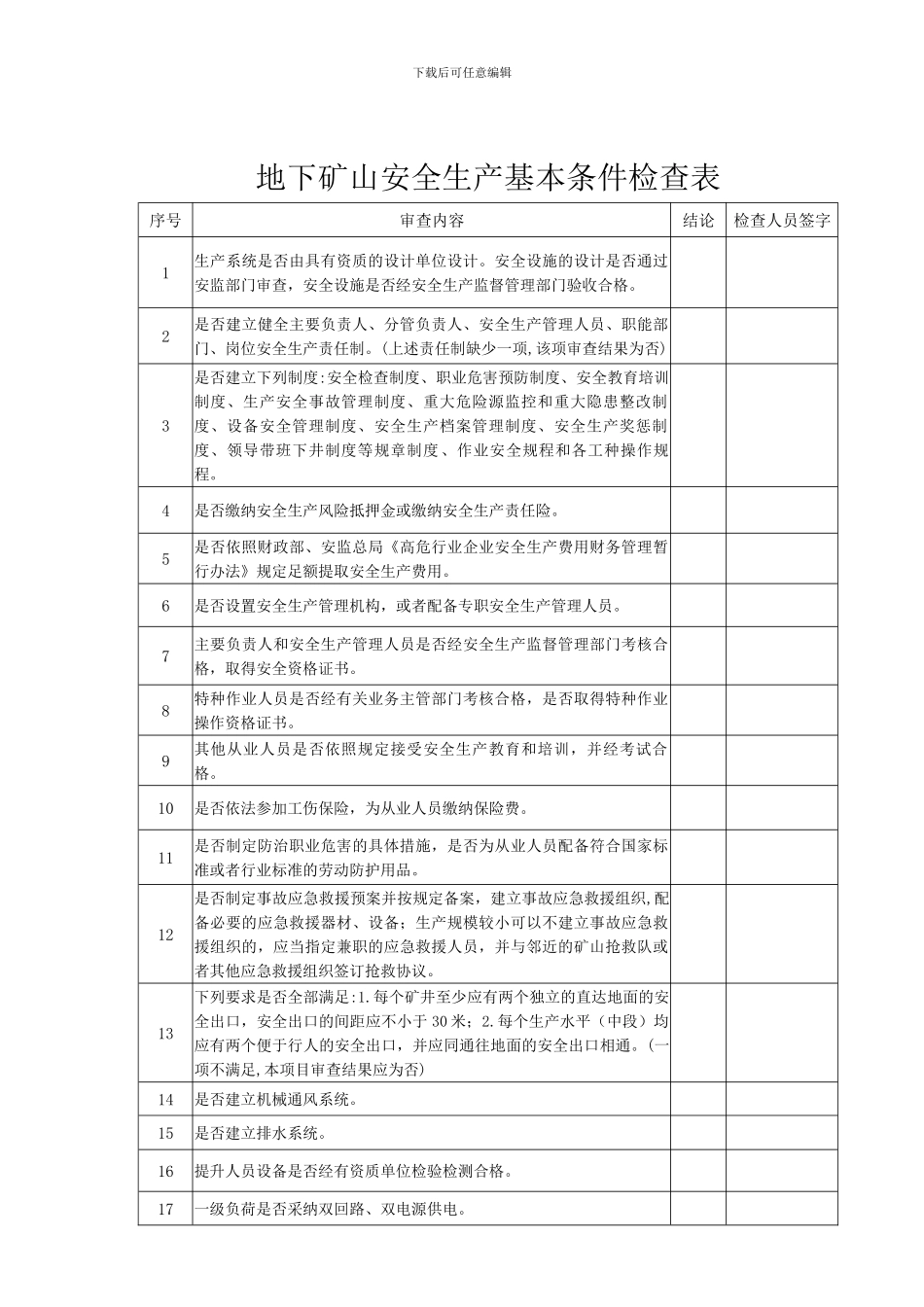 安全生产基本条件检查表_第1页