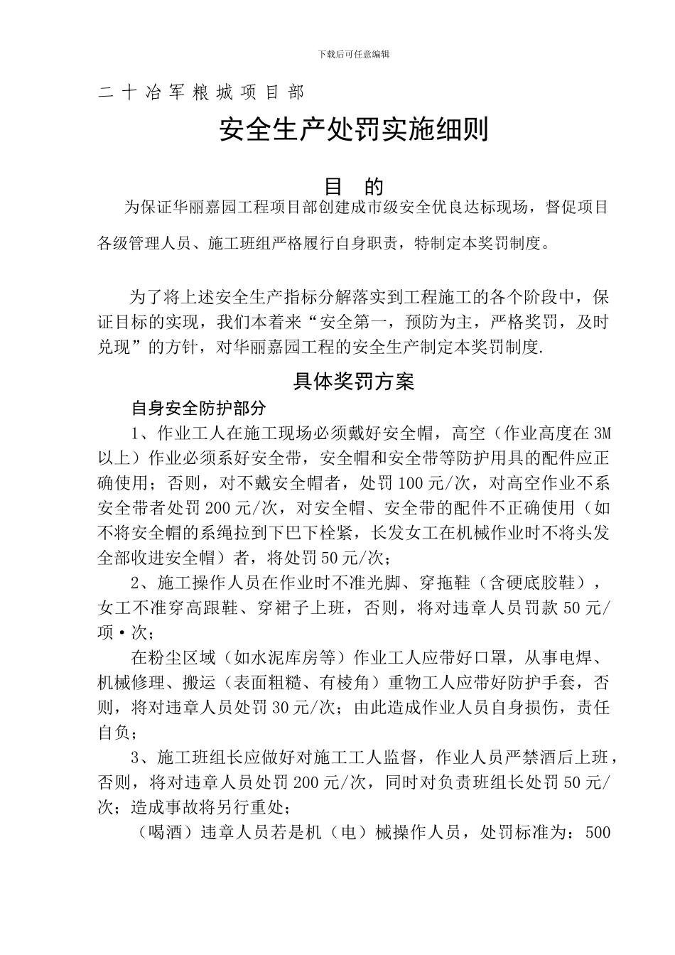 安全生产处罚实施细则._第1页