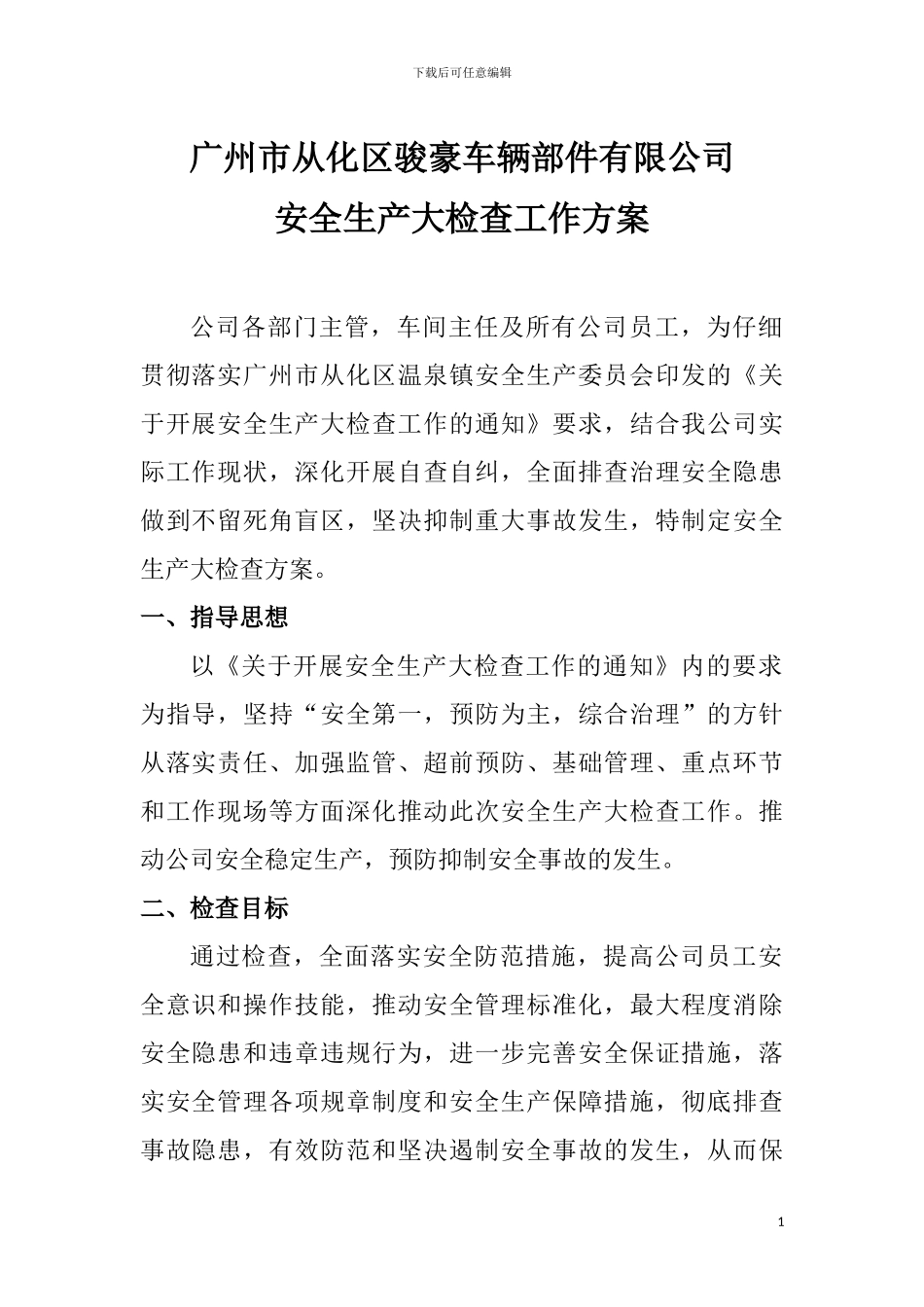 安全生产大检查工作方案_第1页