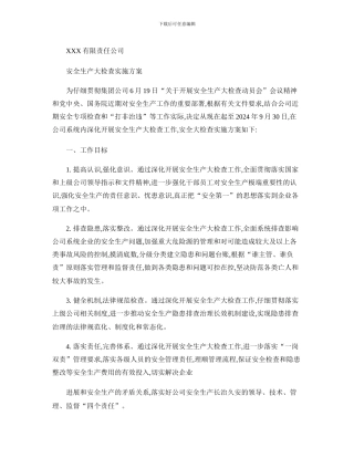 安全生产大检查方案