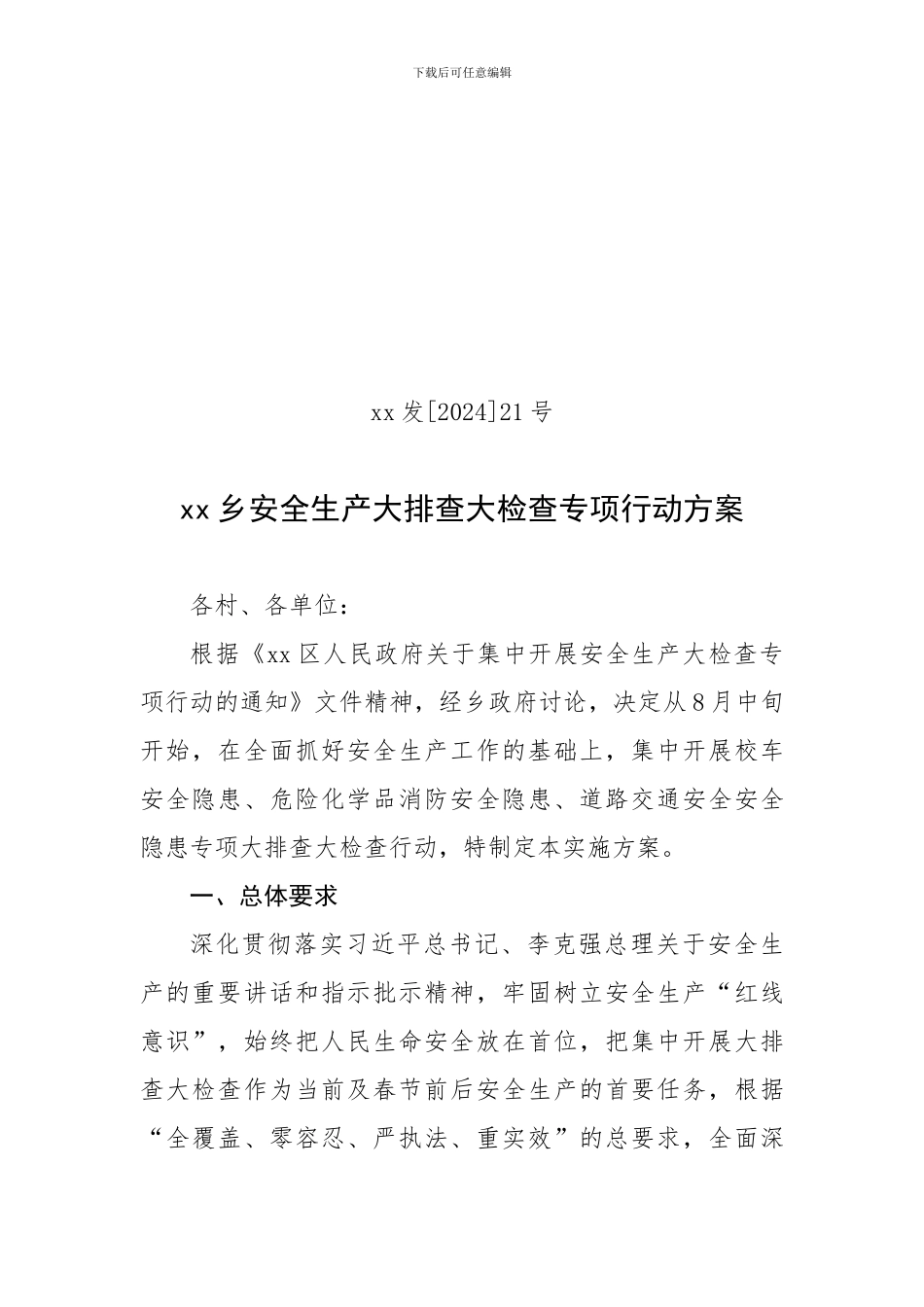 安全生产大排查大检查专项行动方案_第1页