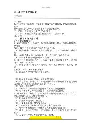 安全生产奖惩管理制度