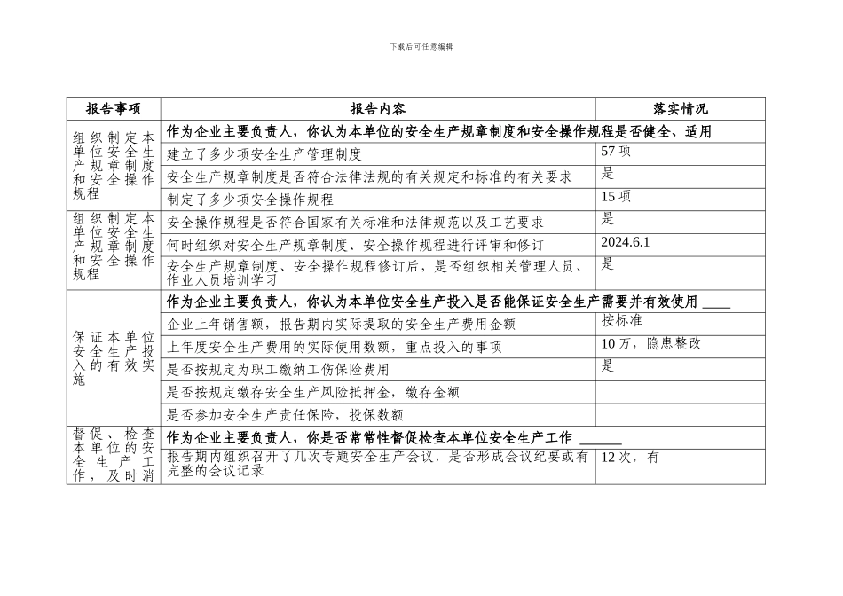 安全生产履职情况报告表格._第3页