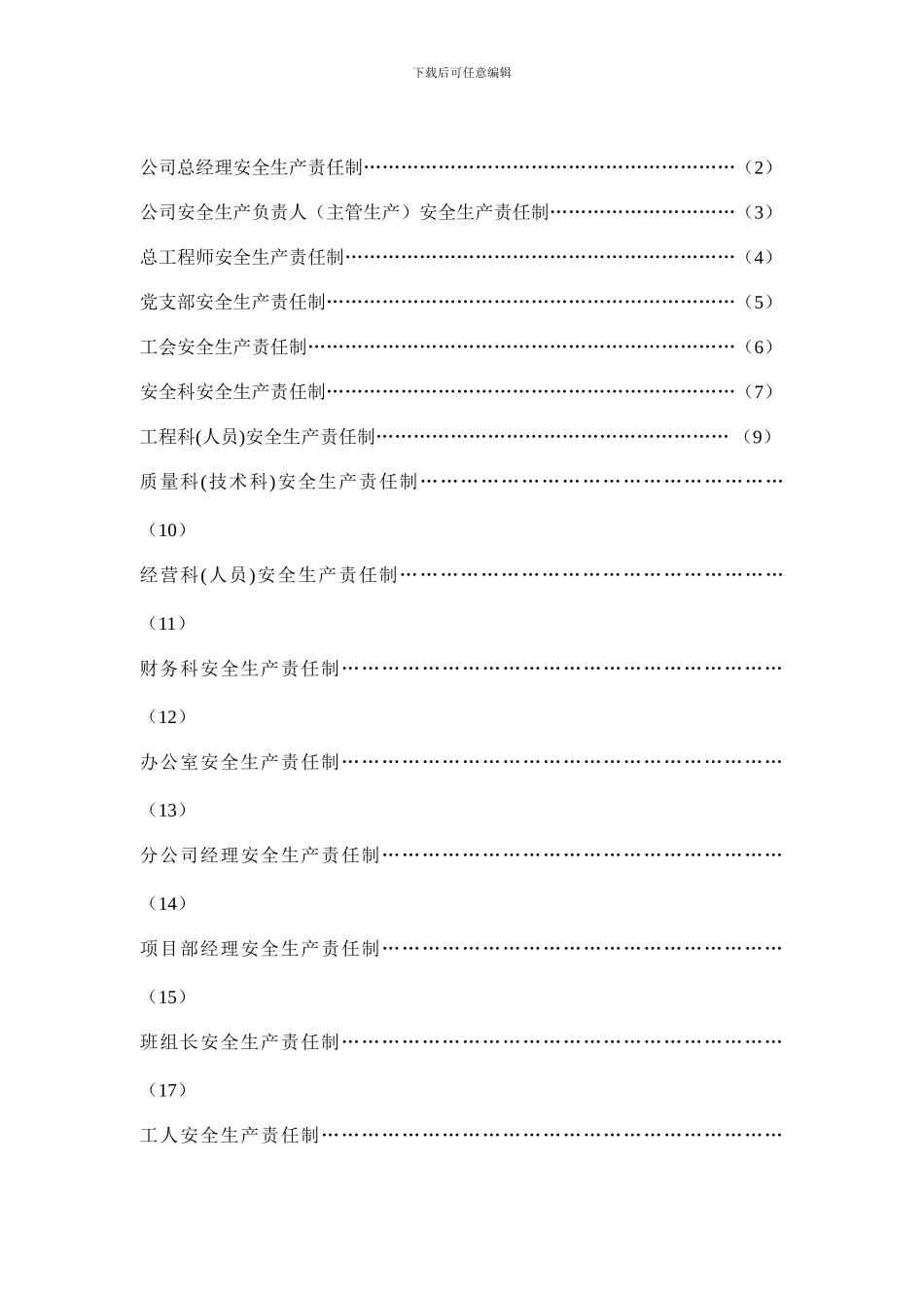 安全生产岗位责任制(公司)._第2页