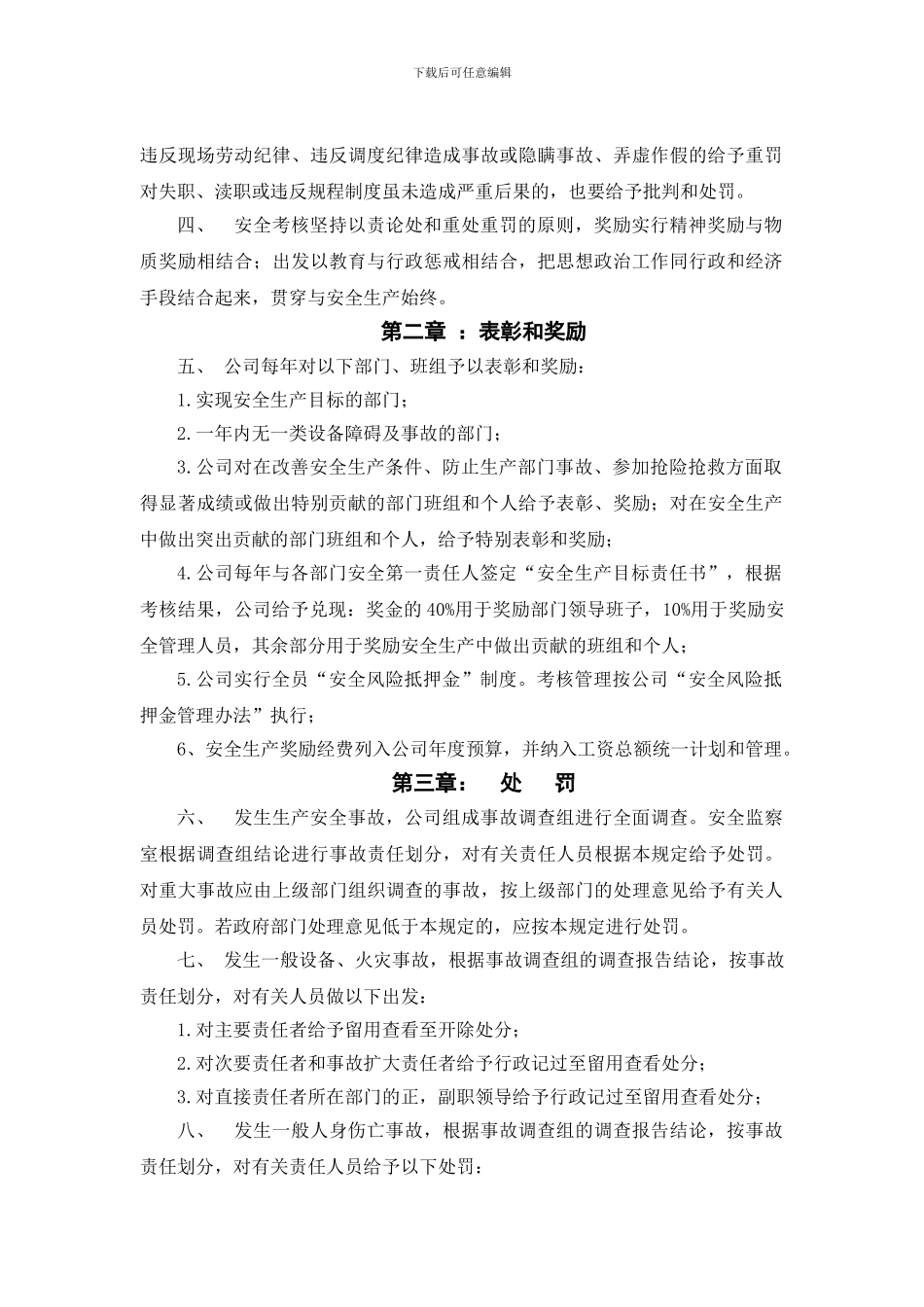 安全生产工作奖惩规定及实施细则._第3页