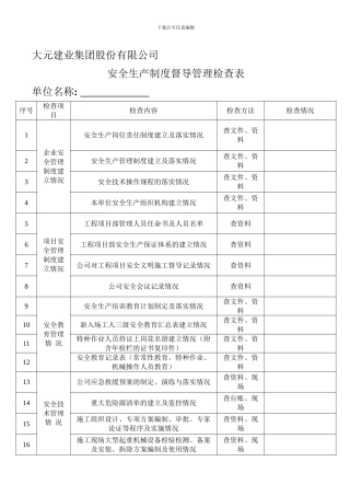 安全生产月度检查表