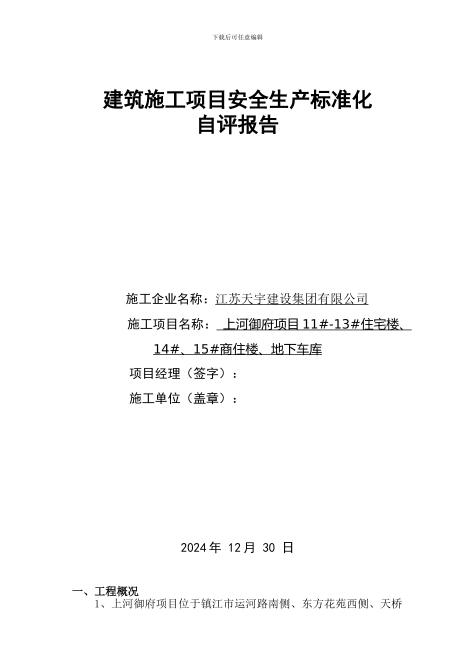 安全生产标准化自评报告_第1页