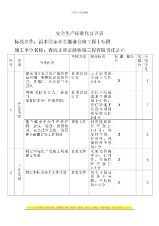 安全生产标准化自评表