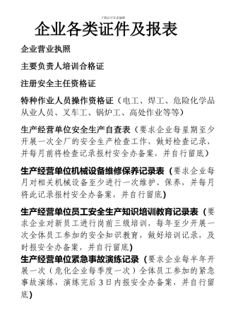安全生产档案制度要求