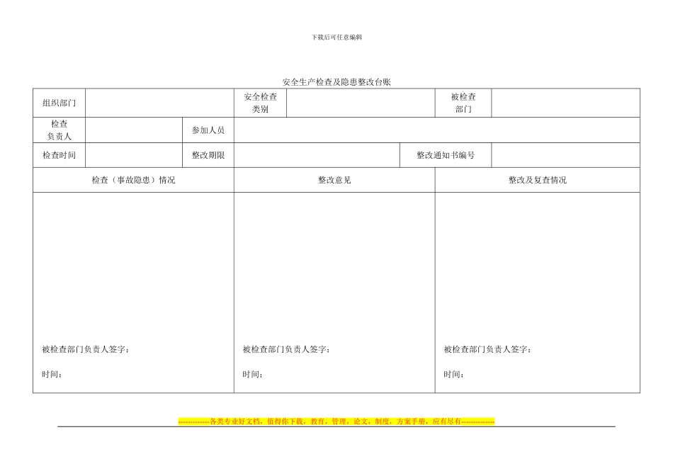 安全生产检查及隐患整改台账_第1页
