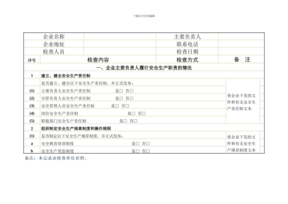 安全生产现场检查表._第2页