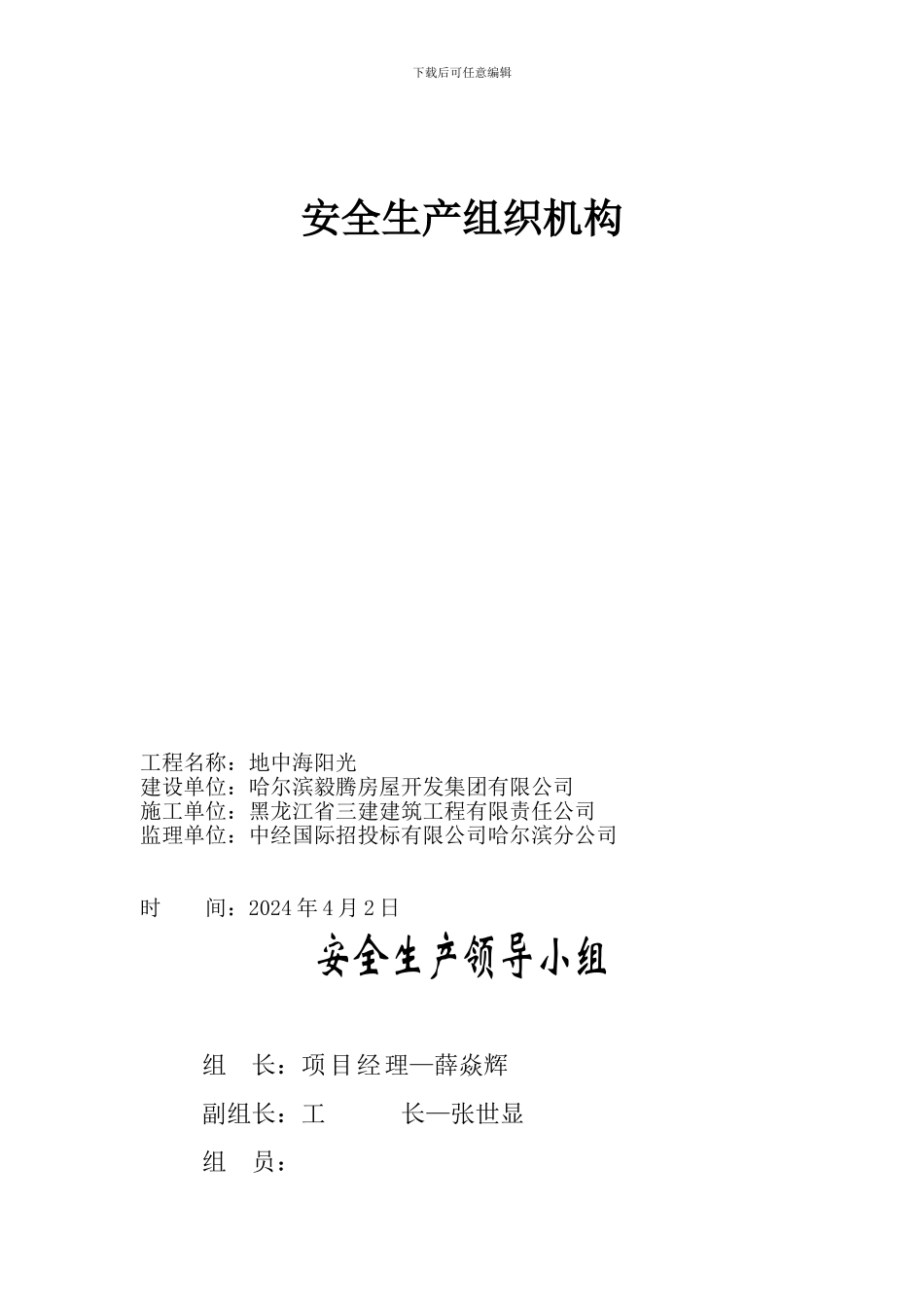 安全生产组织机构._第1页