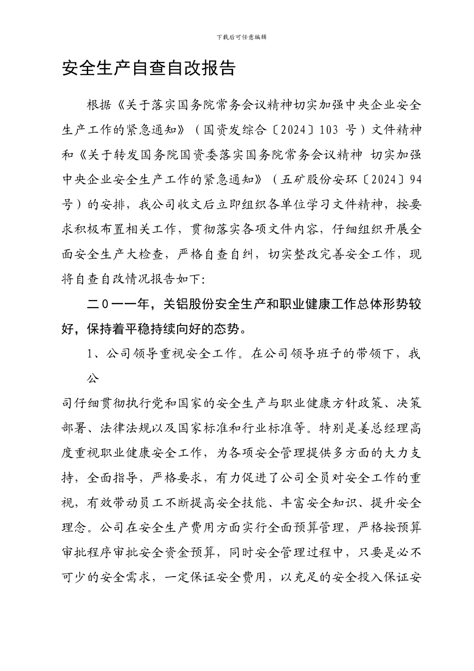 安全生产自查自改专项活动总结_第1页