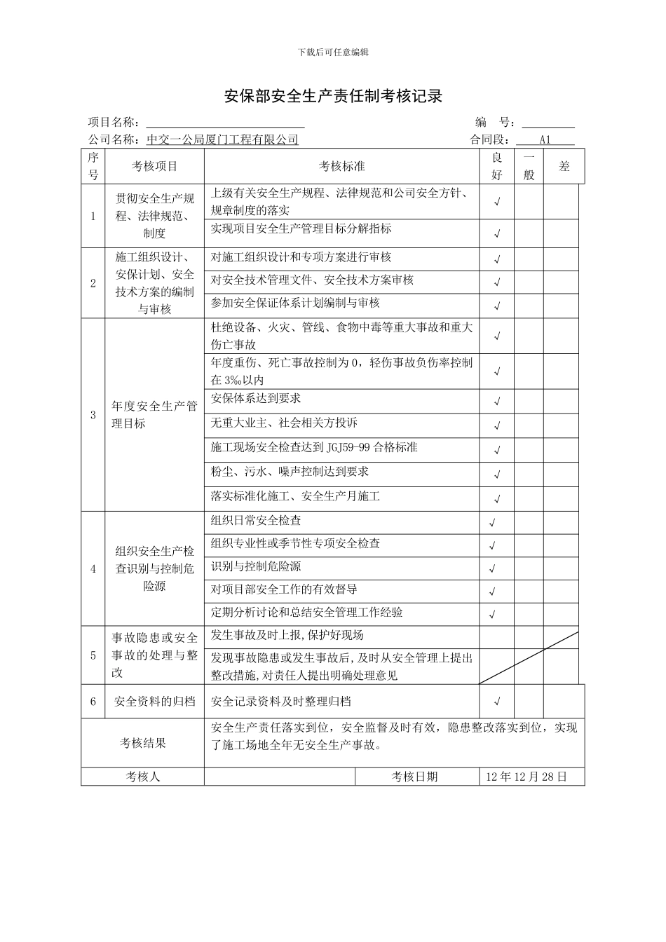 安全生产责任制考核表(全)_第2页