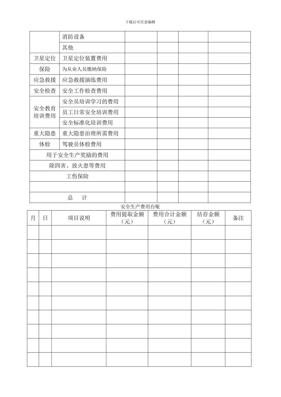 安全生产费用使用台账._第2页