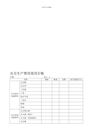 安全生产费用使用台账.