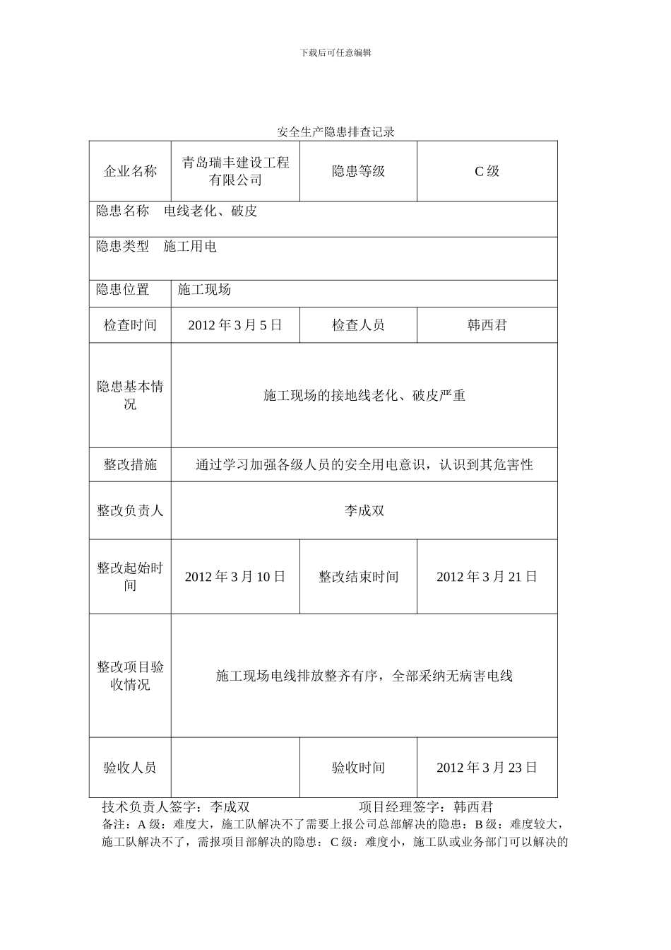 安全生产隐患排查记录_第2页