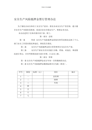 安全生产风险抵押金暂行管理办法.