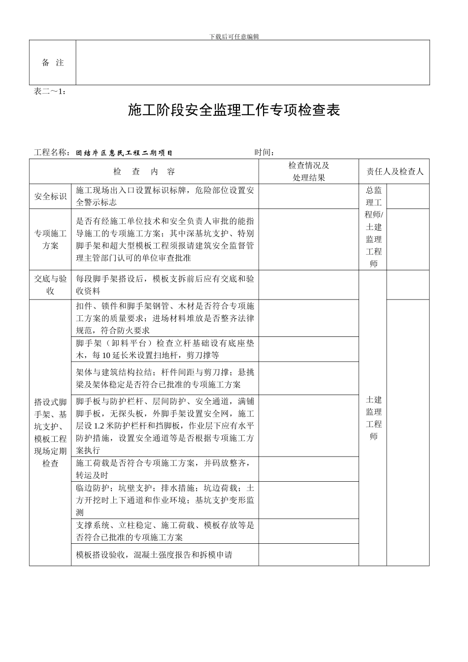 安全监理工作专项检查表._第2页
