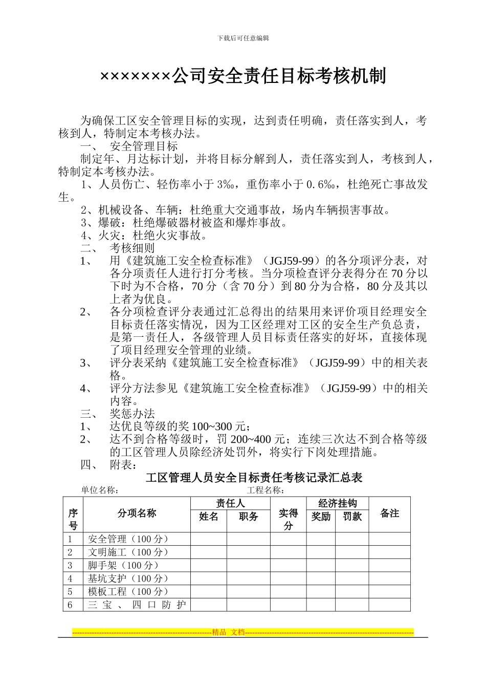 安全目标责任考核办法_第1页