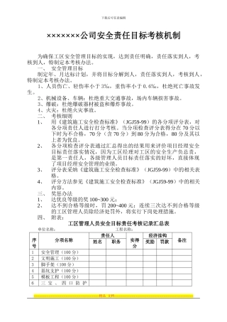 安全目标责任考核办法