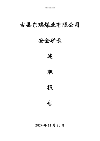 安全矿长述职报告11月份.