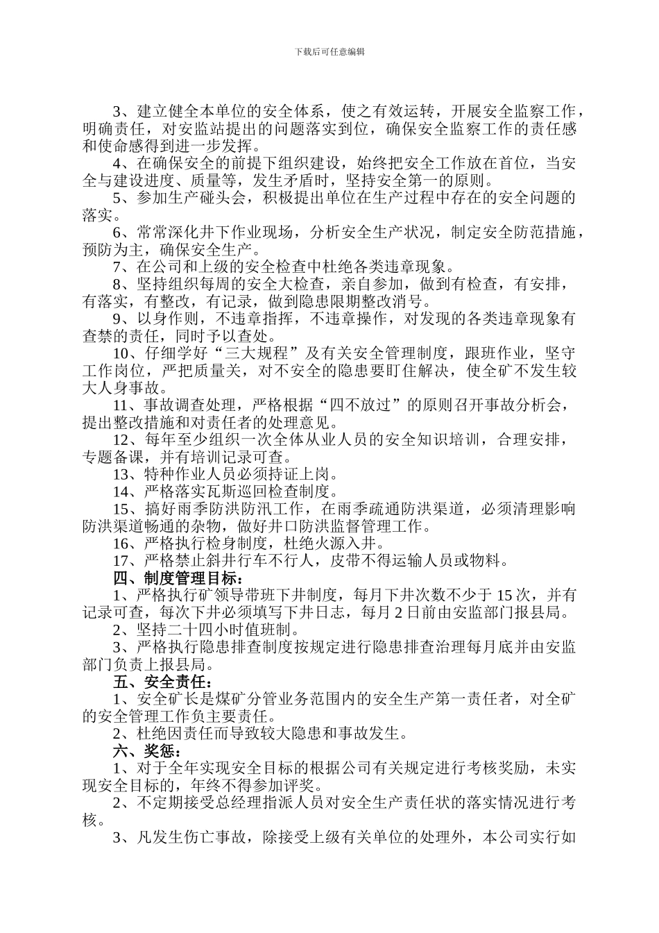 安全矿长安全目标管理责任状._第2页