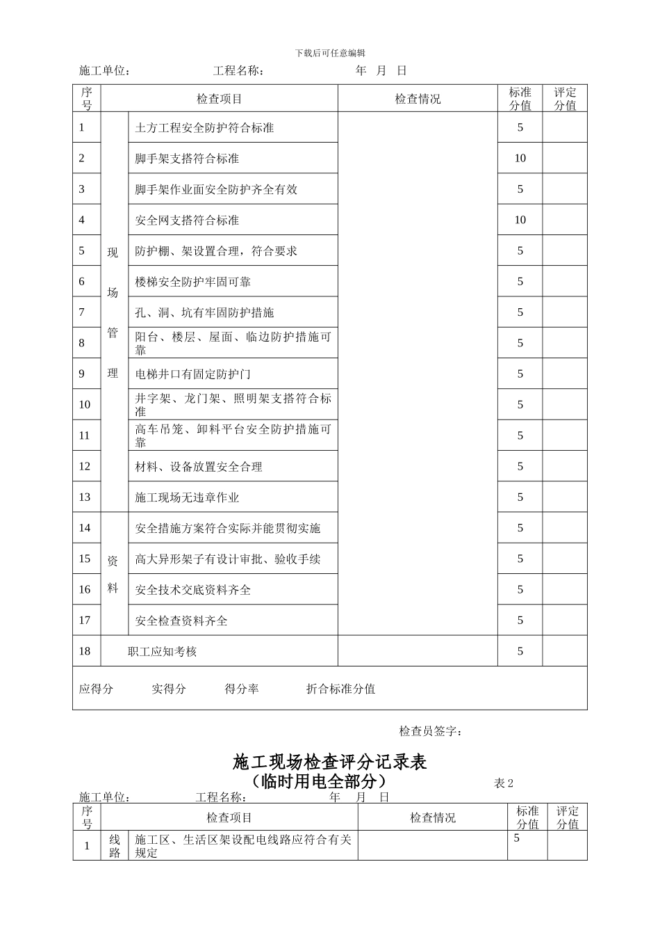 安全管理制度及安全工地检查表._第3页