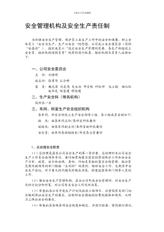 安全管理机构及安全生产责任制.