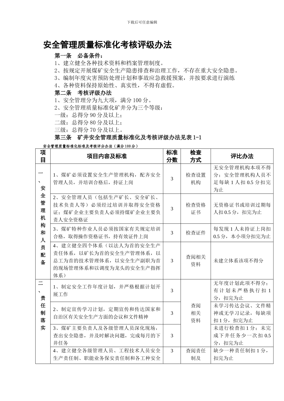 安全管理质量标准化考核评级办法._第1页