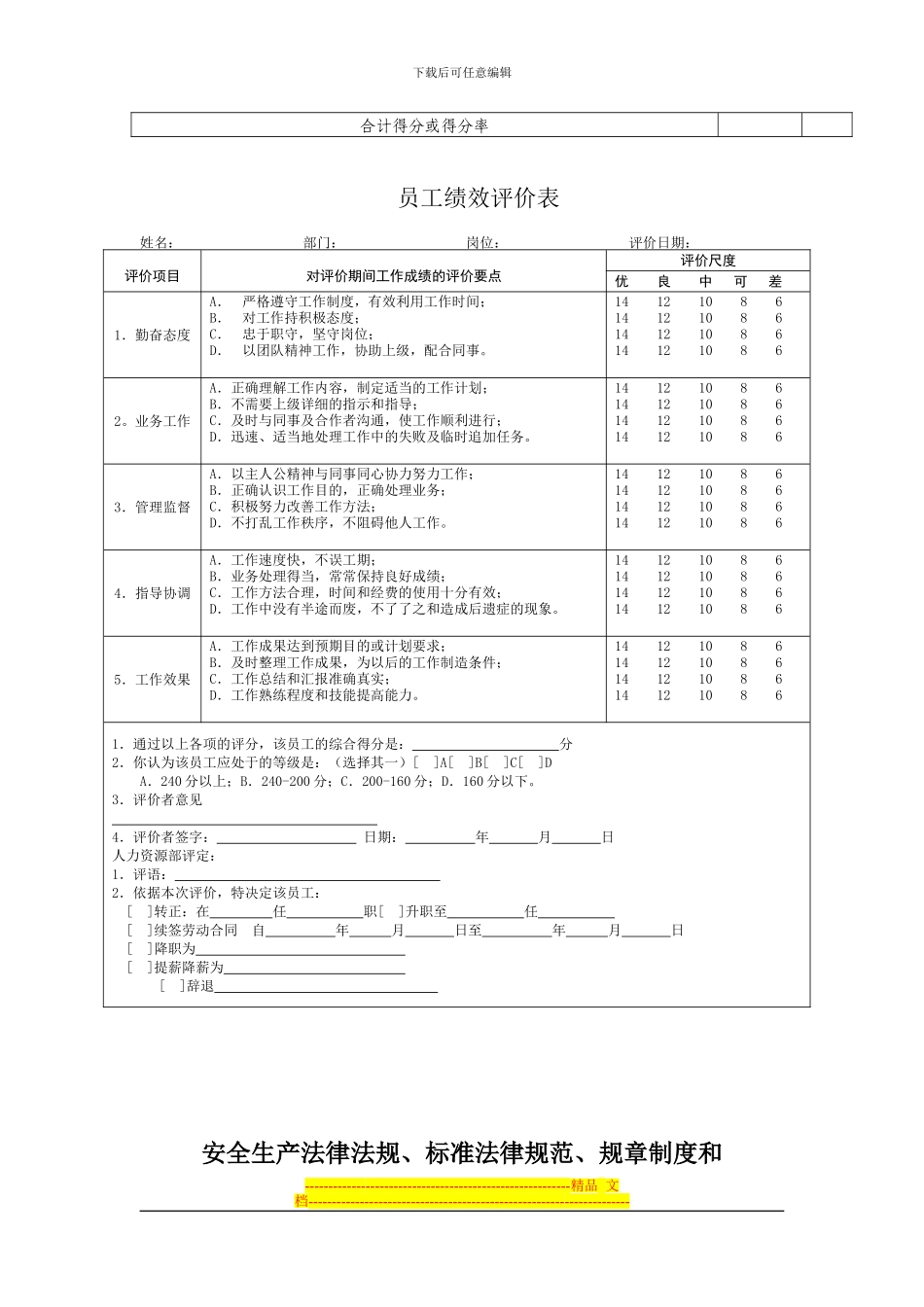 安全绩效考核要素表_第2页