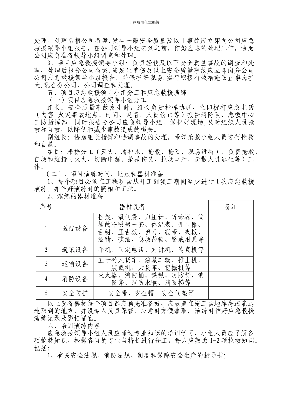 安全质量事故应急救援预案._第3页