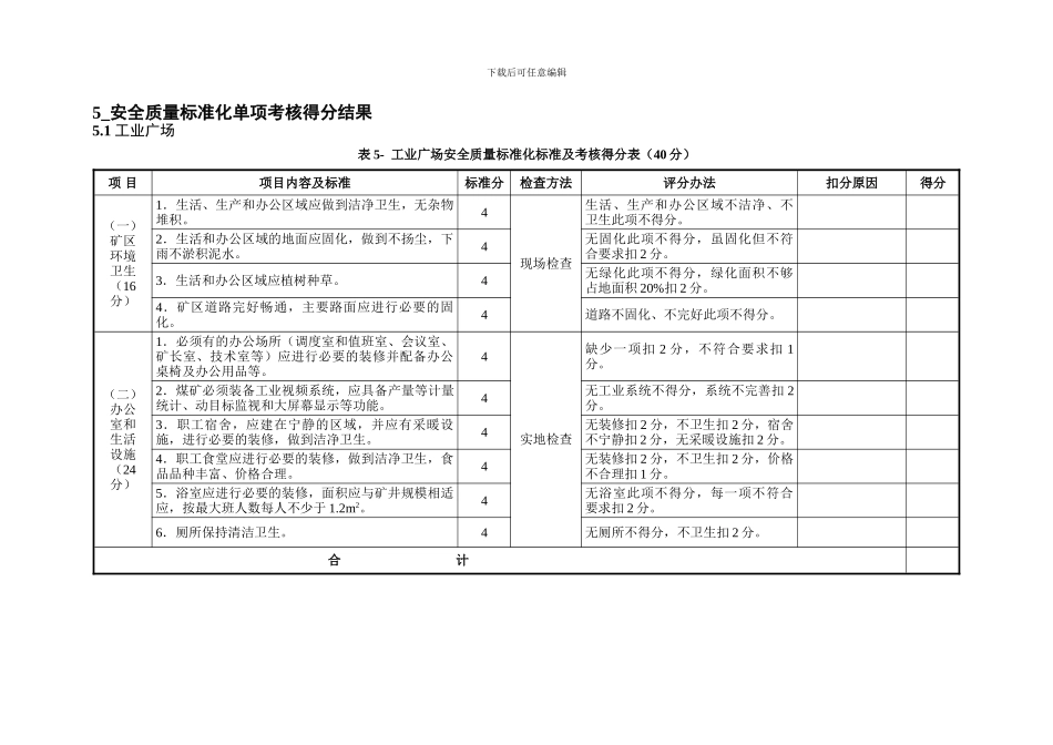 安全质量标准化单项考核表._第1页