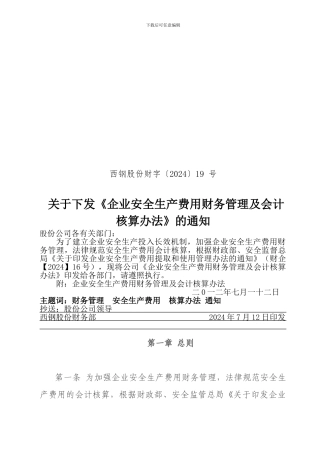安全费用财务管理会计核算办法.