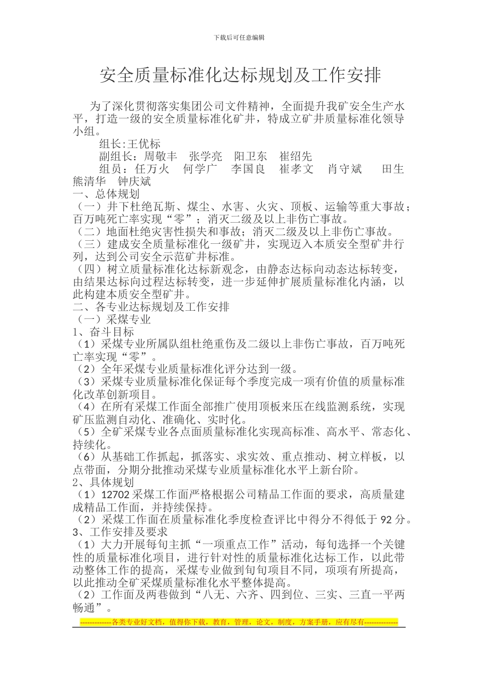 安全质量标准化达标规划及工作安1_第1页